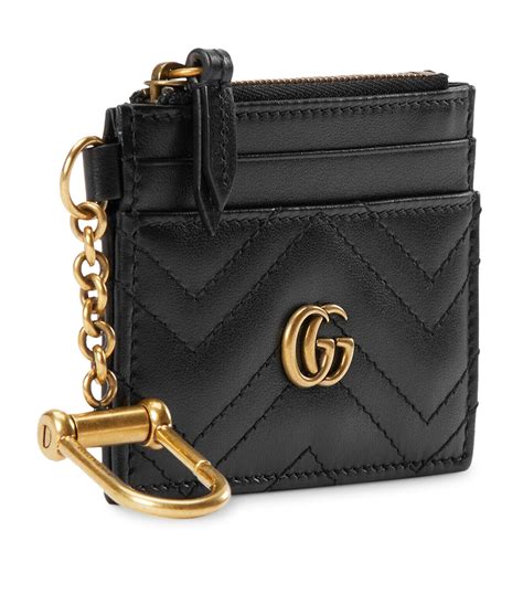 gucci black card holder wtih chain|gucci gg marmont card holder.